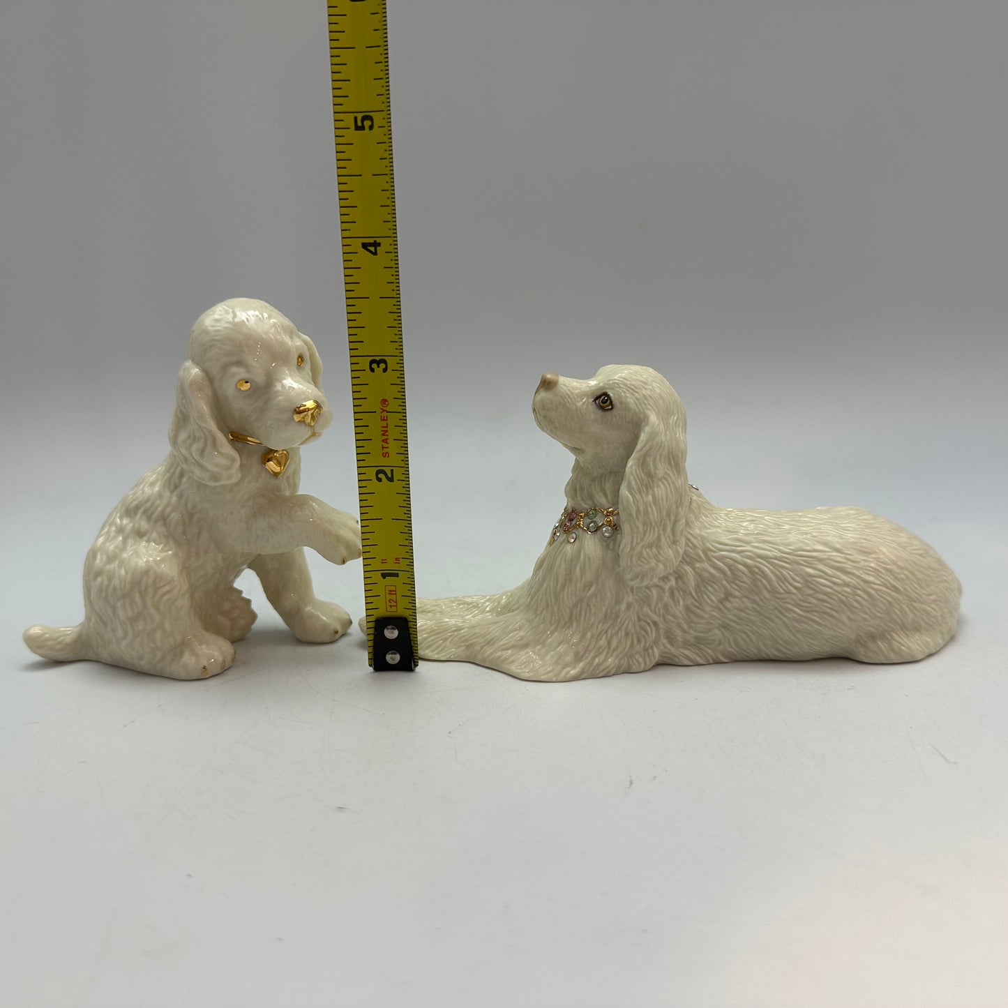 Lenox Spaniel Dog Figurines, 24kt Gold and Crystal, Set of 2