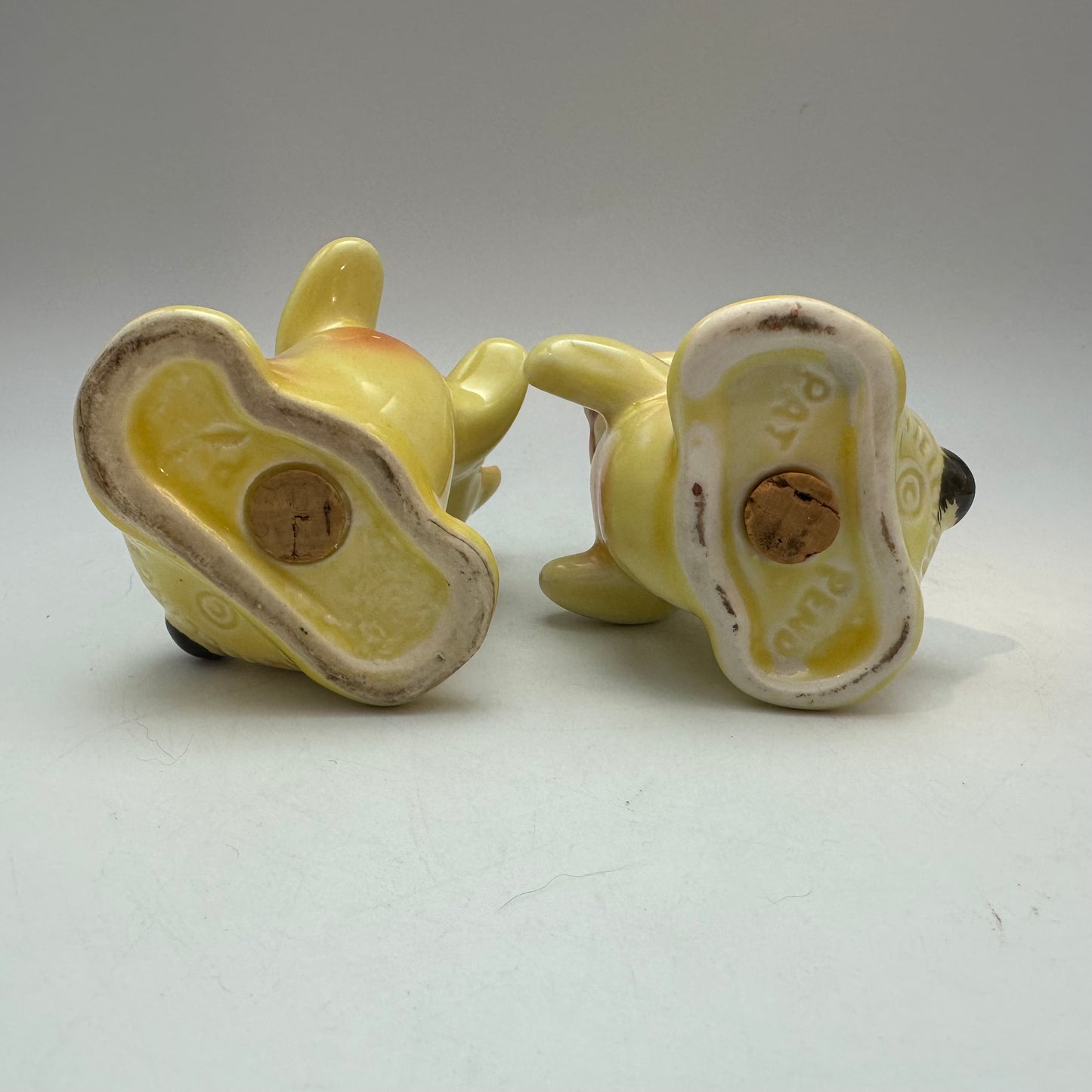 1950's VanTellingen Salt and Pepper Shakers "Bear Hug" Yellow