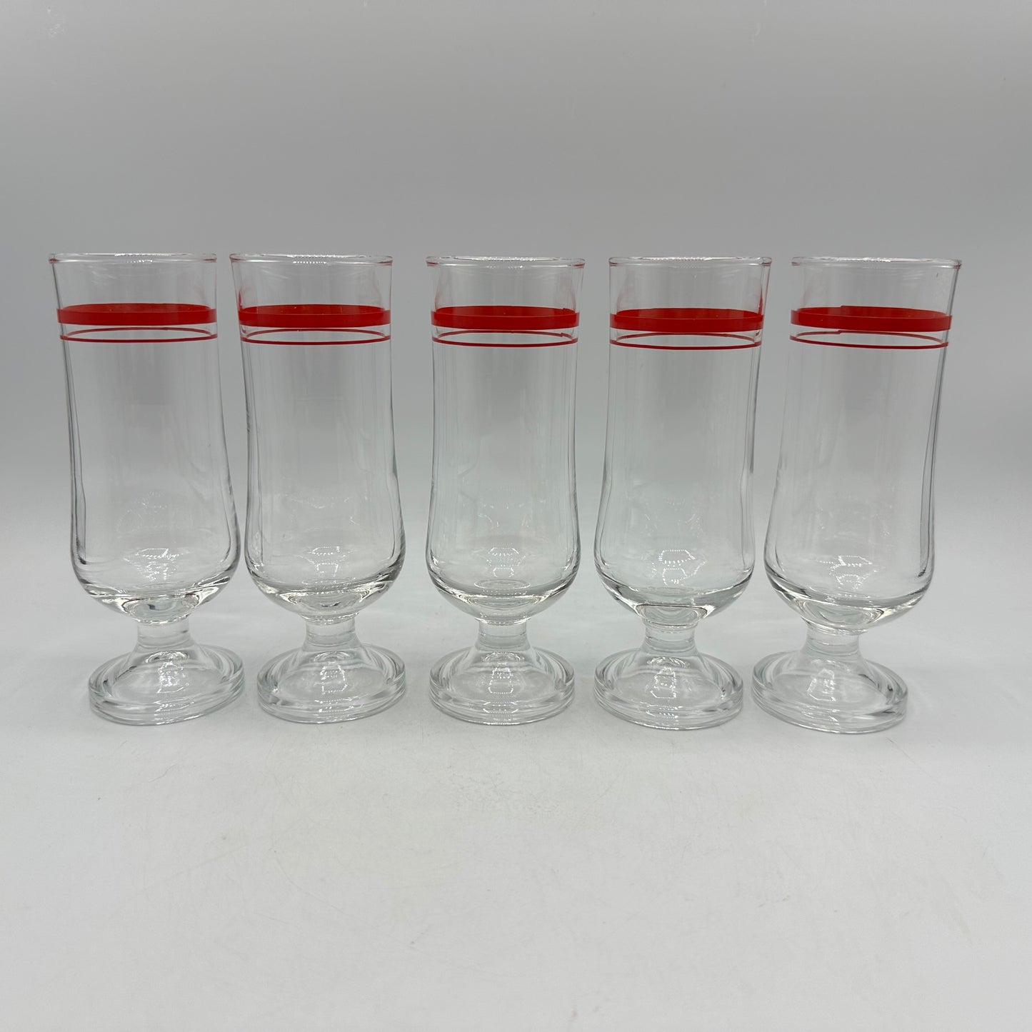 Red Striped Cocktail Glasses, Set of 5