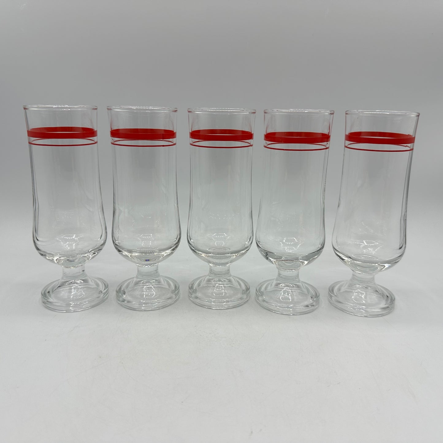 Red Striped Cocktail Glasses, Set of 5