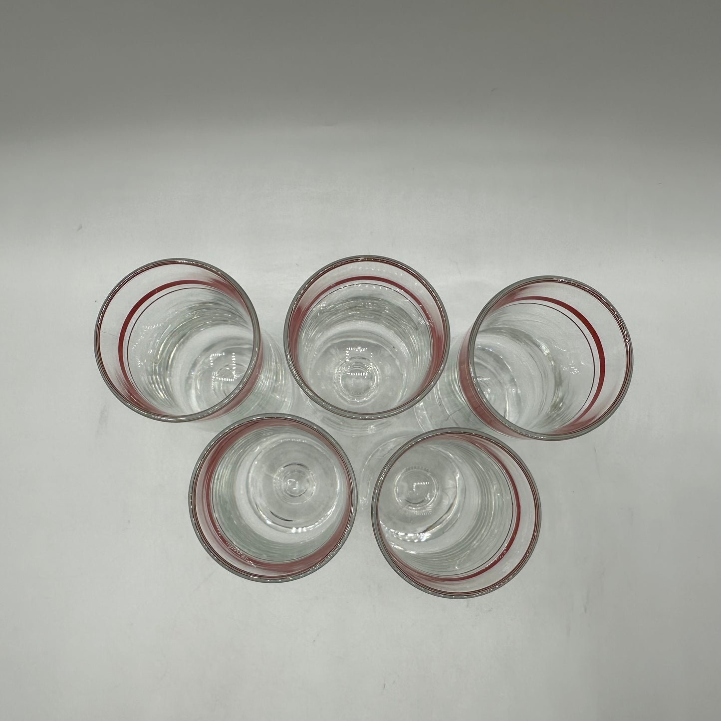 Red Striped Cocktail Glasses, Set of 5