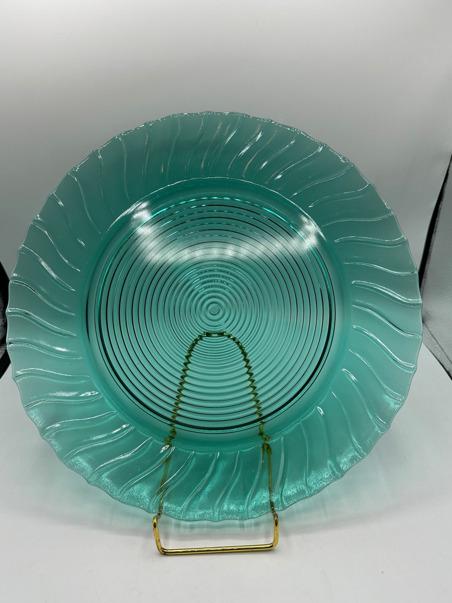 Jeannette Ultramarine Swirl Cake Plate/Platter, 1930s, 13"