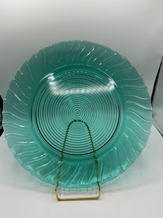 Jeannette Ultramarine Swirl Cake Plate/Platter, 1930s, 13"