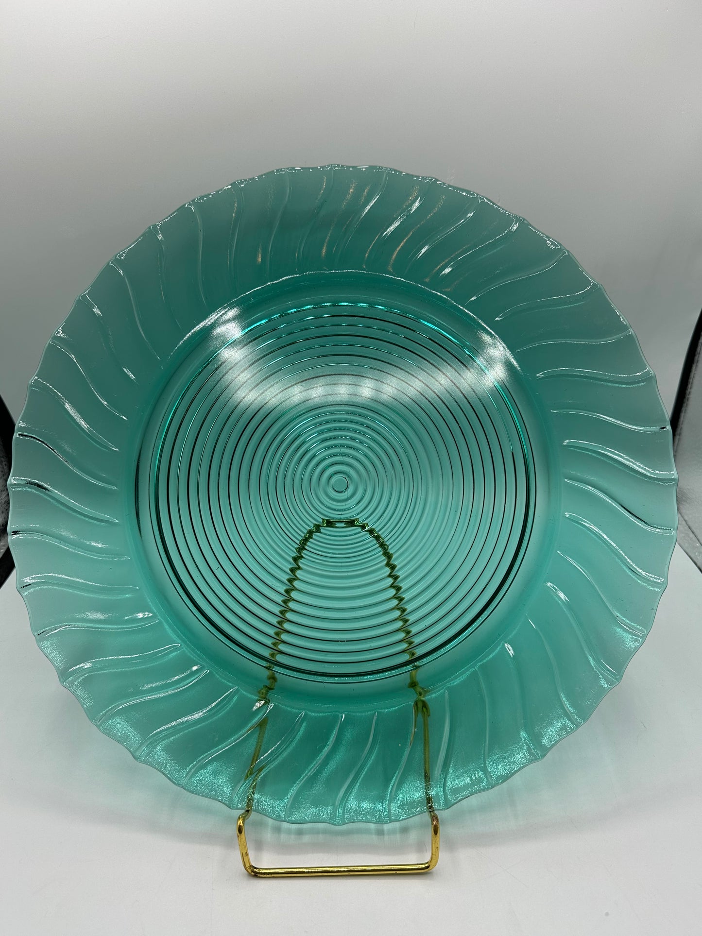 Jeannette Ultramarine Swirl Cake Plate/Platter, 1930s, 13"