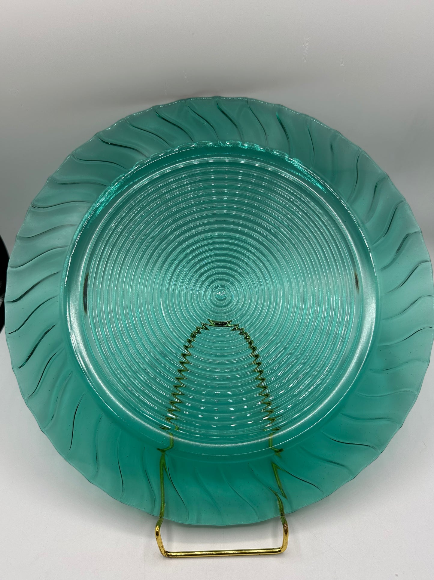 Jeannette Ultramarine Swirl Cake Plate/Platter, 1930s, 13"