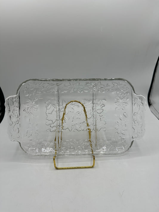 Princess House Fantasia Glass 3 Part Divided Relish Dish