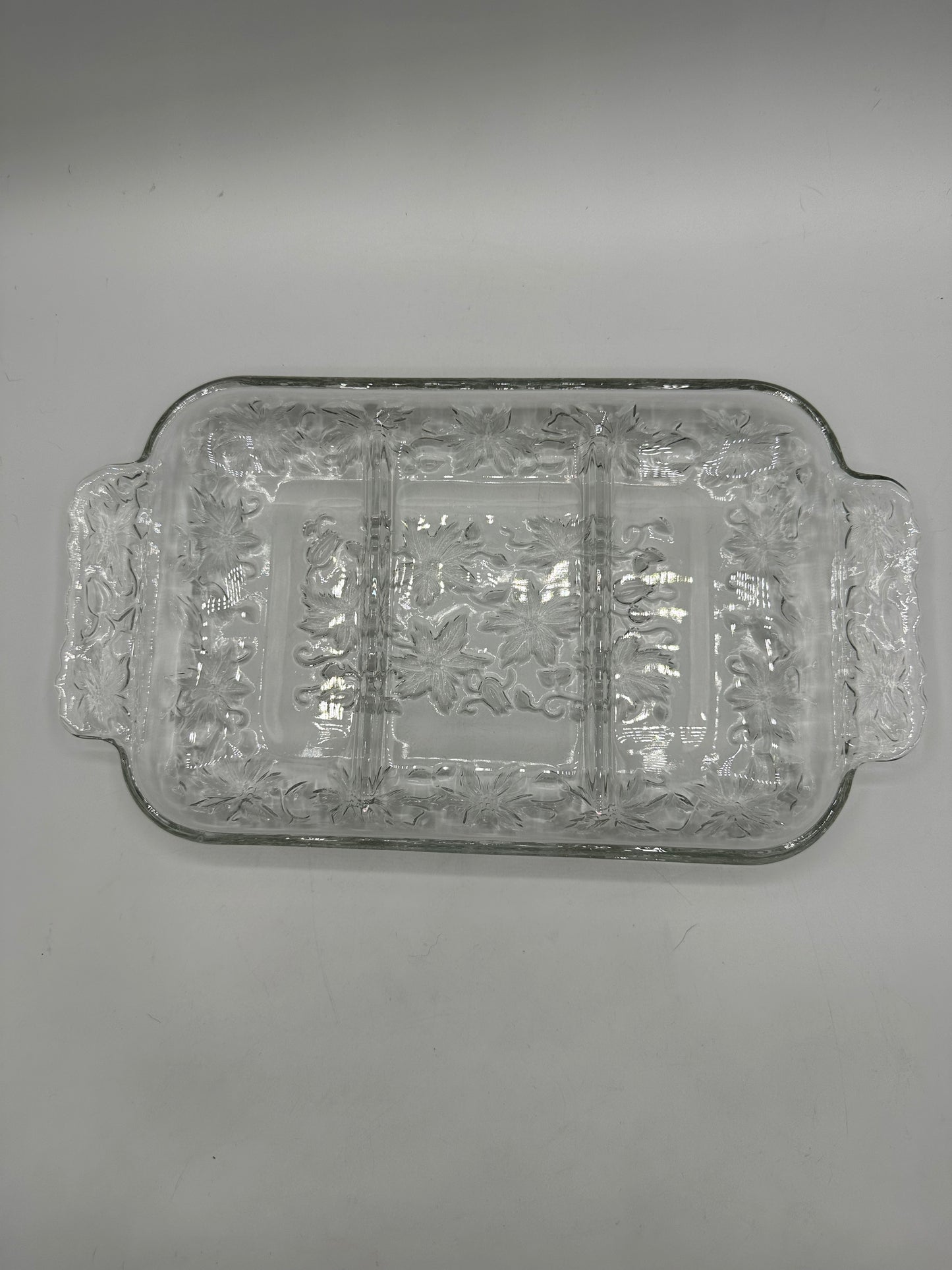 Princess House Fantasia Glass 3 Part Divided Relish Dish