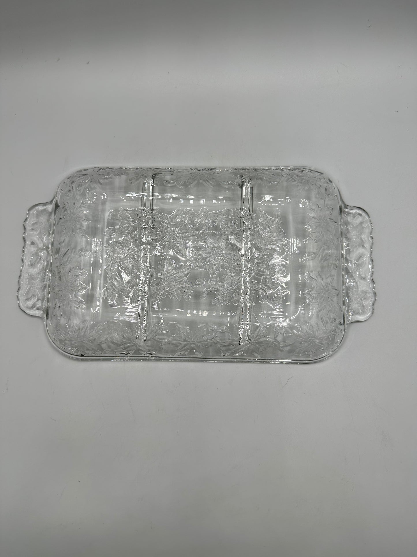 Princess House Fantasia Glass 3 Part Divided Relish Dish
