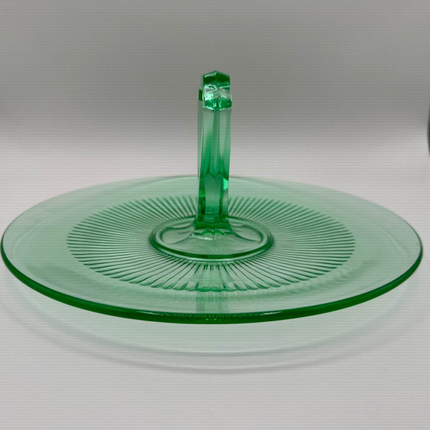 Depression Vaseline Uranium Glass Tidbit Tray