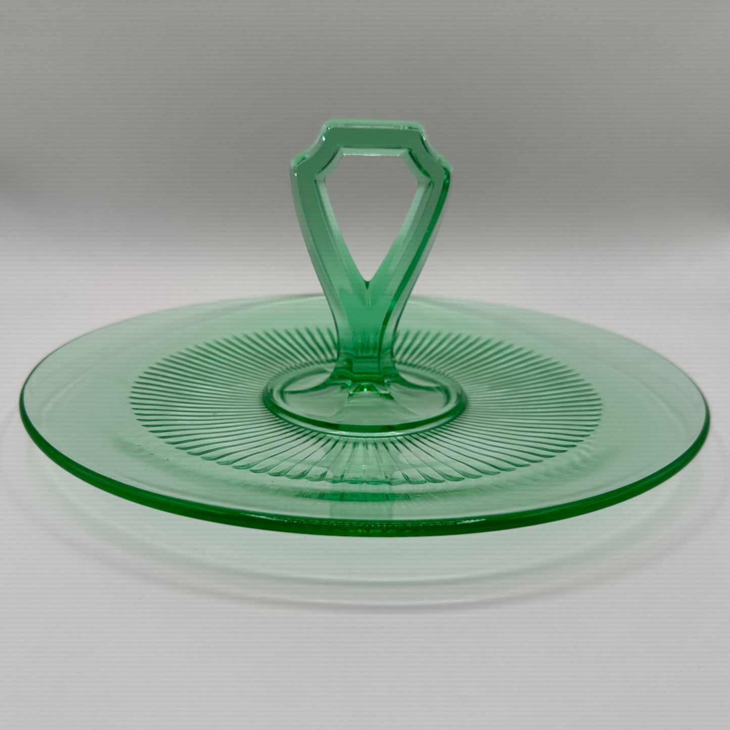 Depression Vaseline Uranium Glass Tidbit Tray