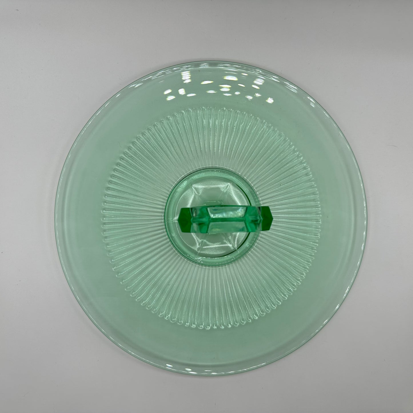 Depression Vaseline Uranium Glass Tidbit Tray