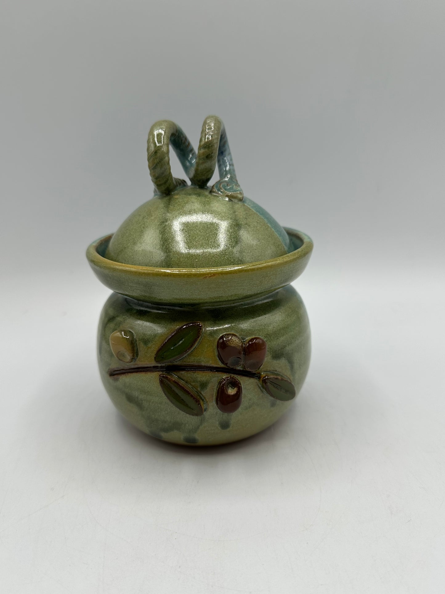 Garlic Keeper, Ceramic, Blue & Green Glaze