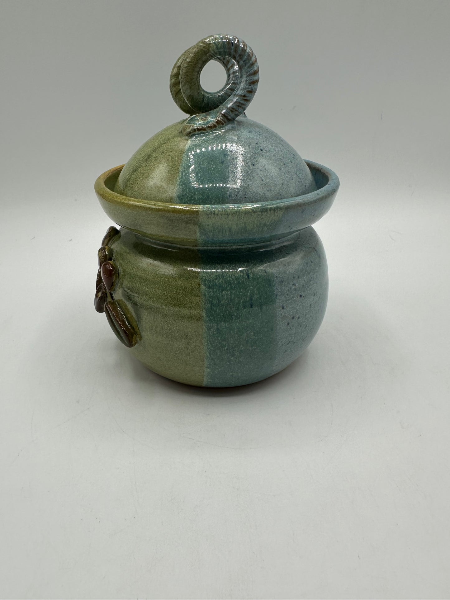 Garlic Keeper, Ceramic, Blue & Green Glaze
