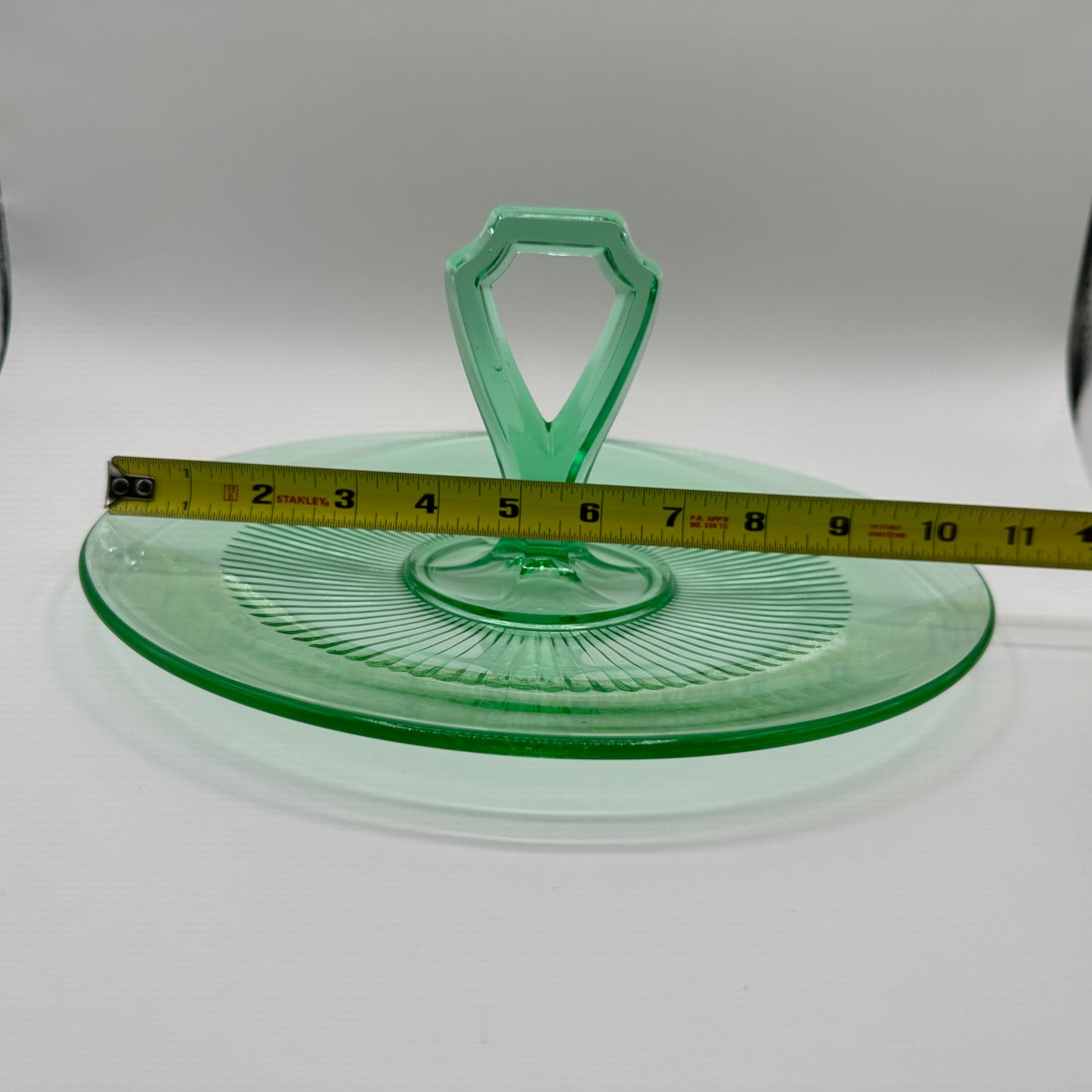 Depression Vaseline Uranium Glass Tidbit Tray