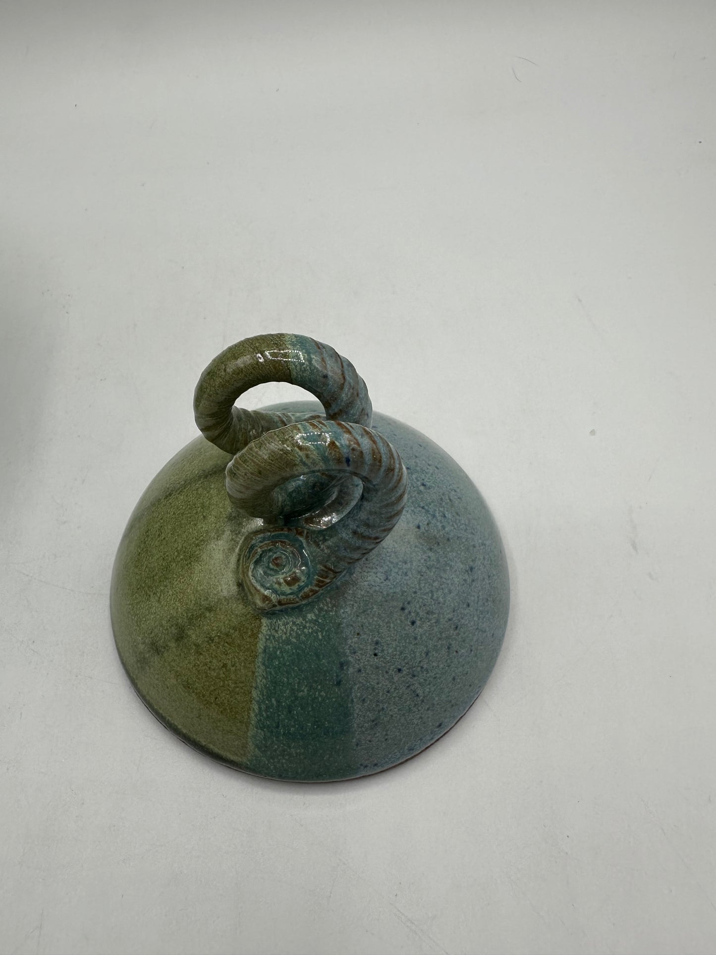 Garlic Keeper, Ceramic, Blue & Green Glaze