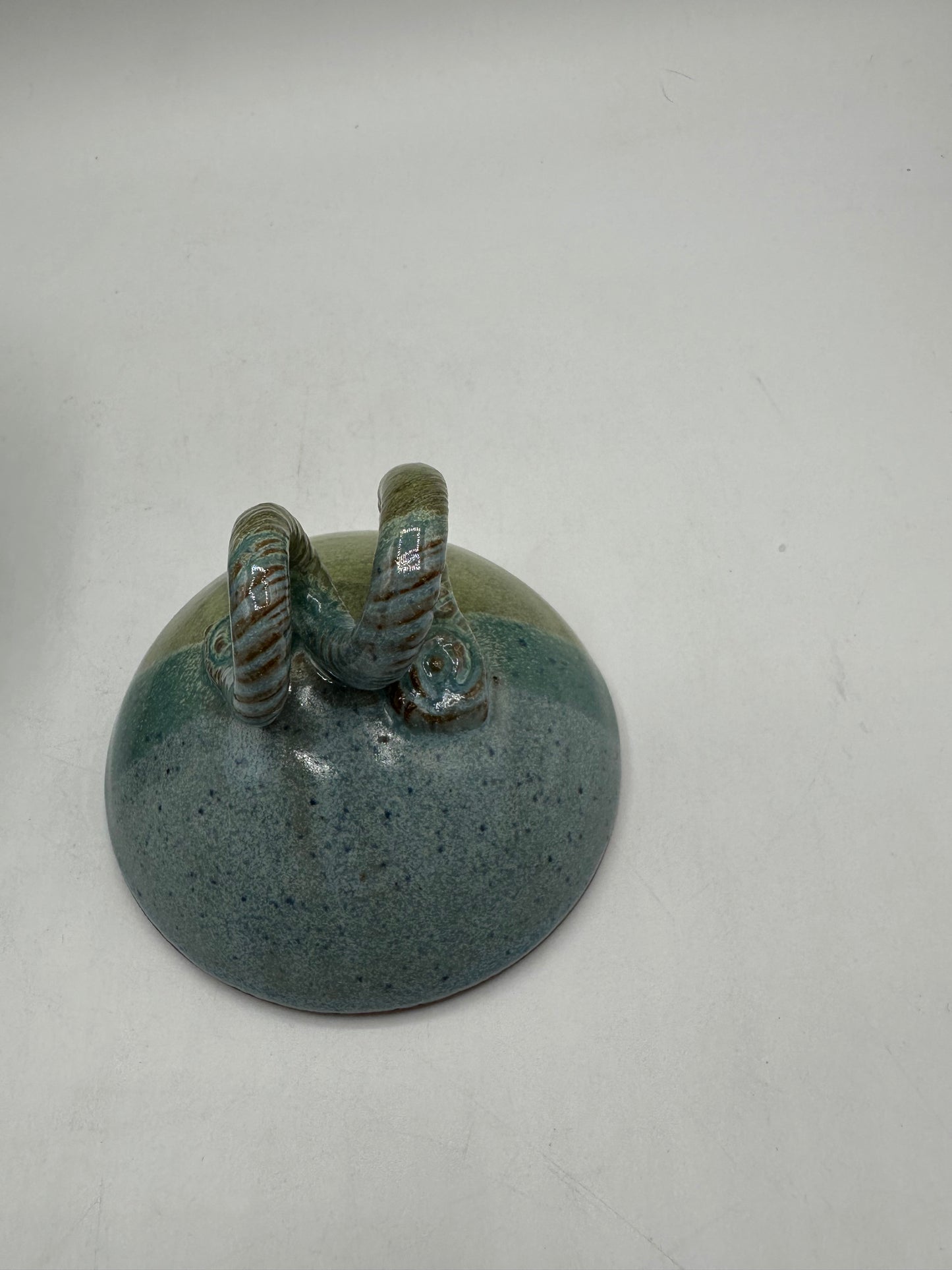Garlic Keeper, Ceramic, Blue & Green Glaze