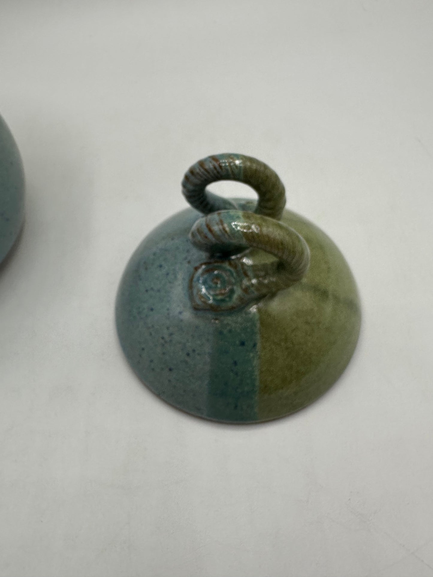 Garlic Keeper, Ceramic, Blue & Green Glaze