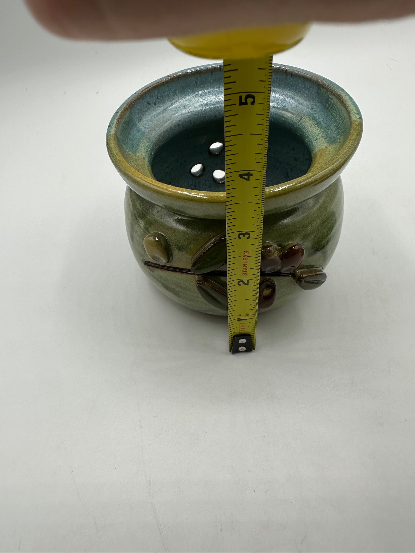 Garlic Keeper, Ceramic, Blue & Green Glaze