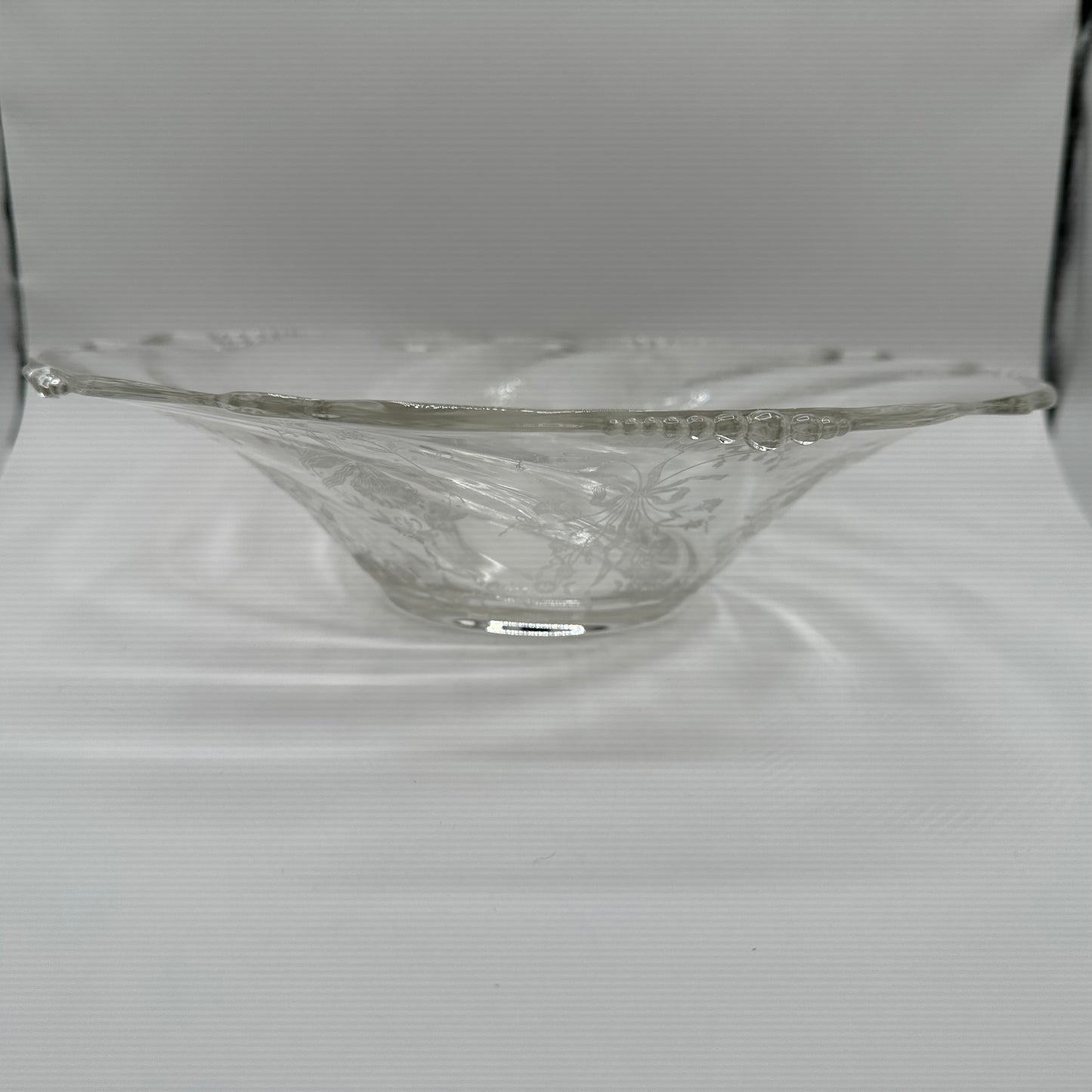 Heisey Glass Bowl,  Etched Orchid Pattern, 12.5"