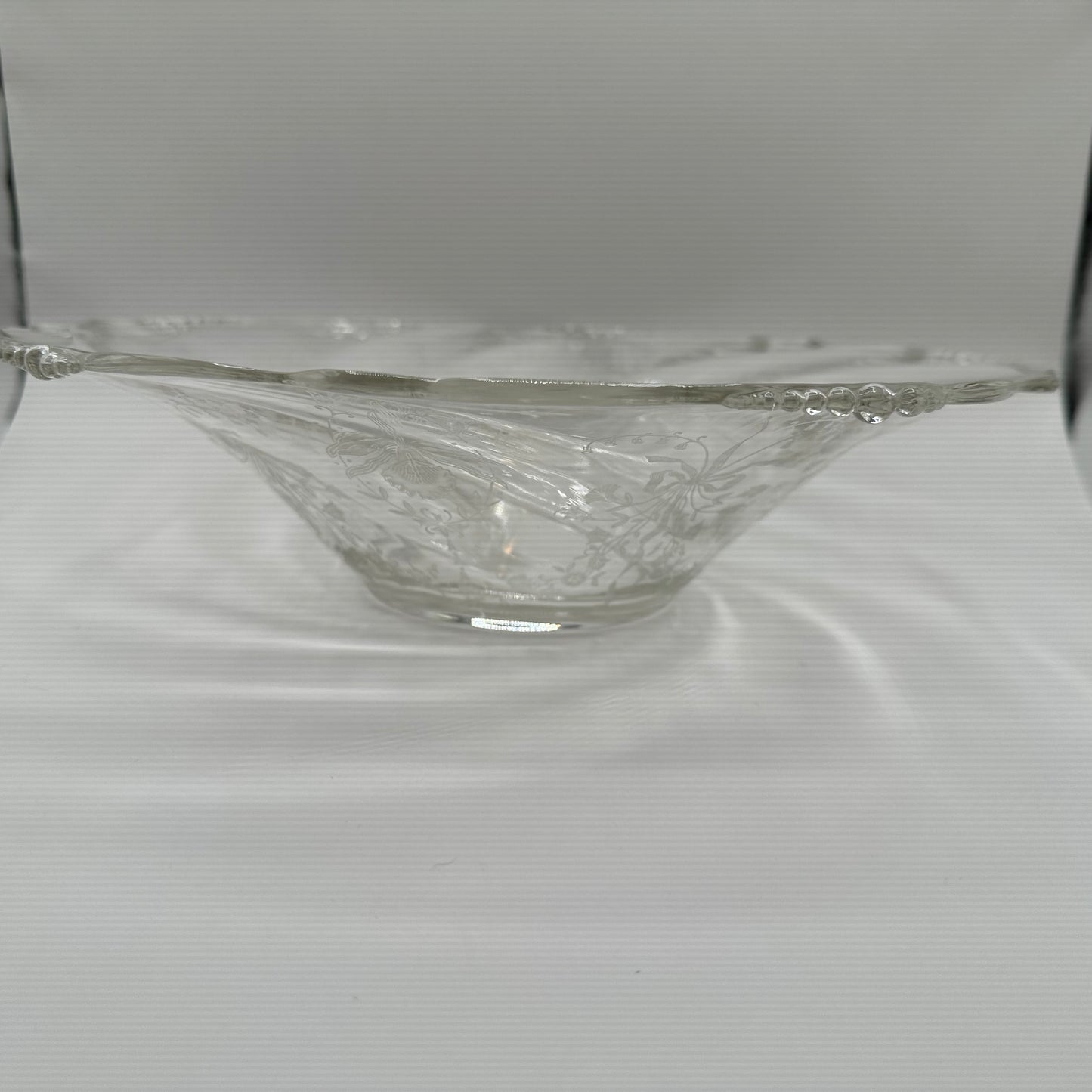 Heisey Glass Bowl,  Etched Orchid Pattern, 12.5"