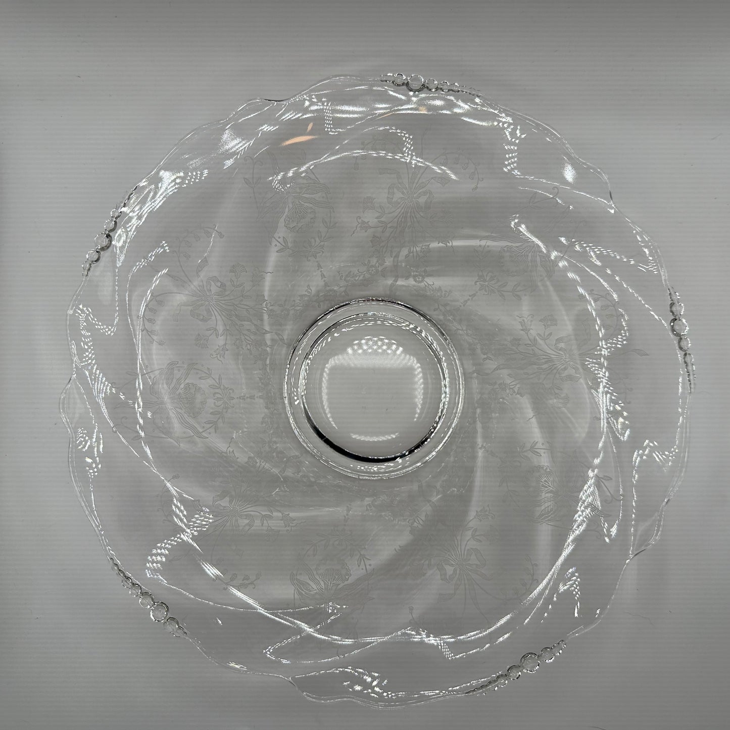 Heisey Glass Bowl,  Etched Orchid Pattern, 12.5"