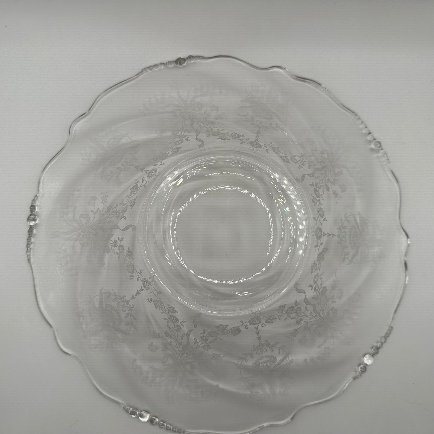 Heisey Glass Bowl,  Etched Orchid Pattern, 12.5"