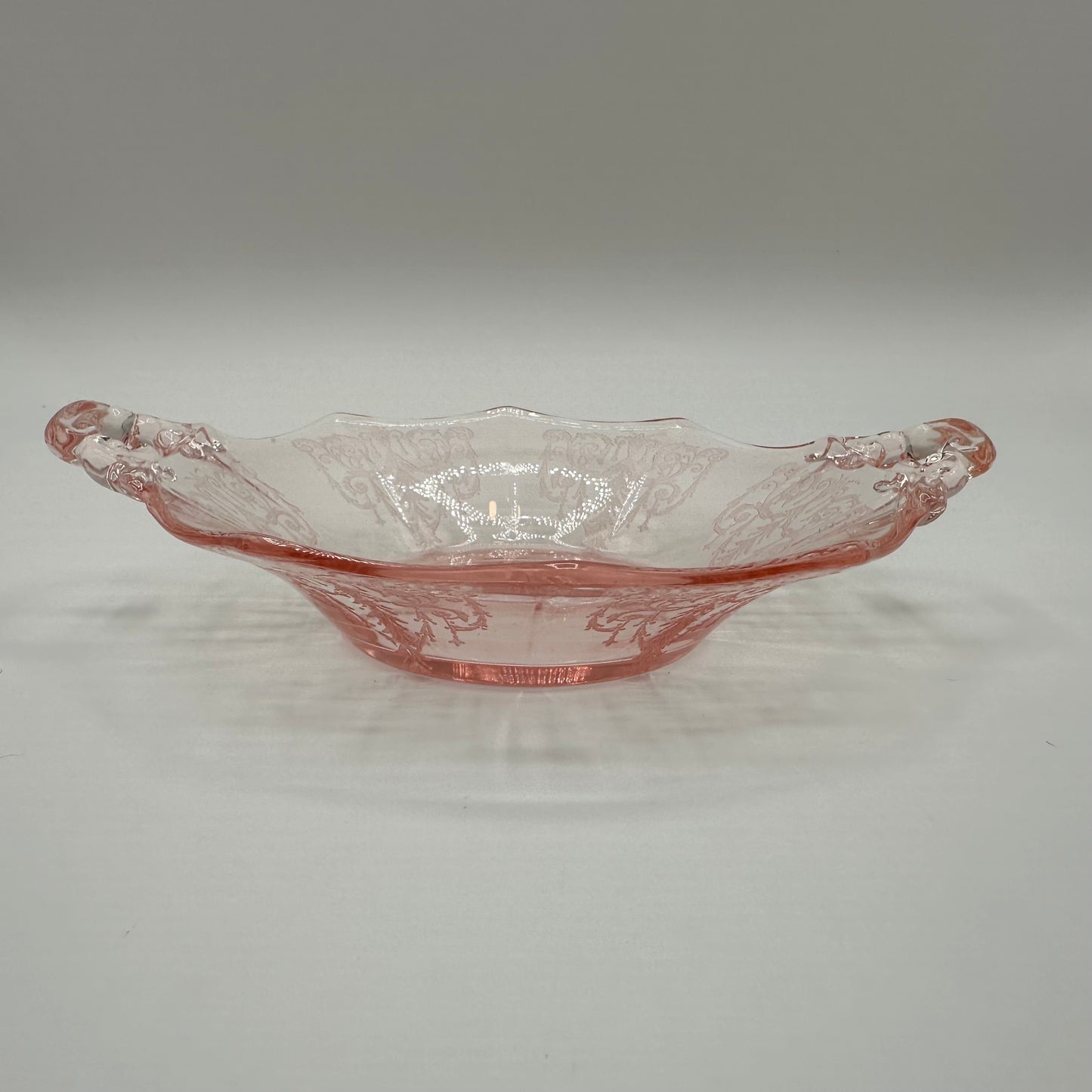 Cambridge Bowl Pink Depression Glass Handles