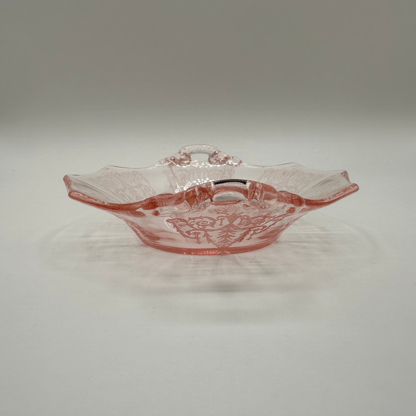 Cambridge Bowl Pink Depression Glass Handles