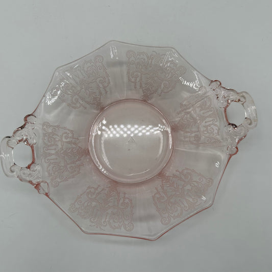 Cambridge Bowl Pink Depression Glass Handles