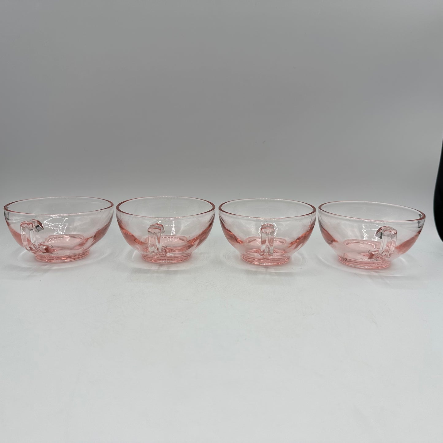 Pink Depression Octagon Cup and Saucer, Set of 4