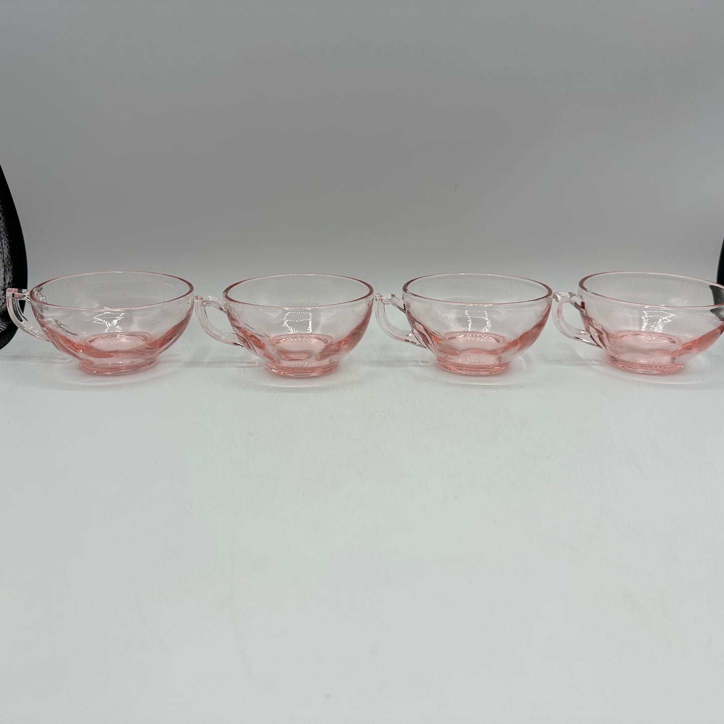 Pink Depression Octagon Cup and Saucer, Set of 4