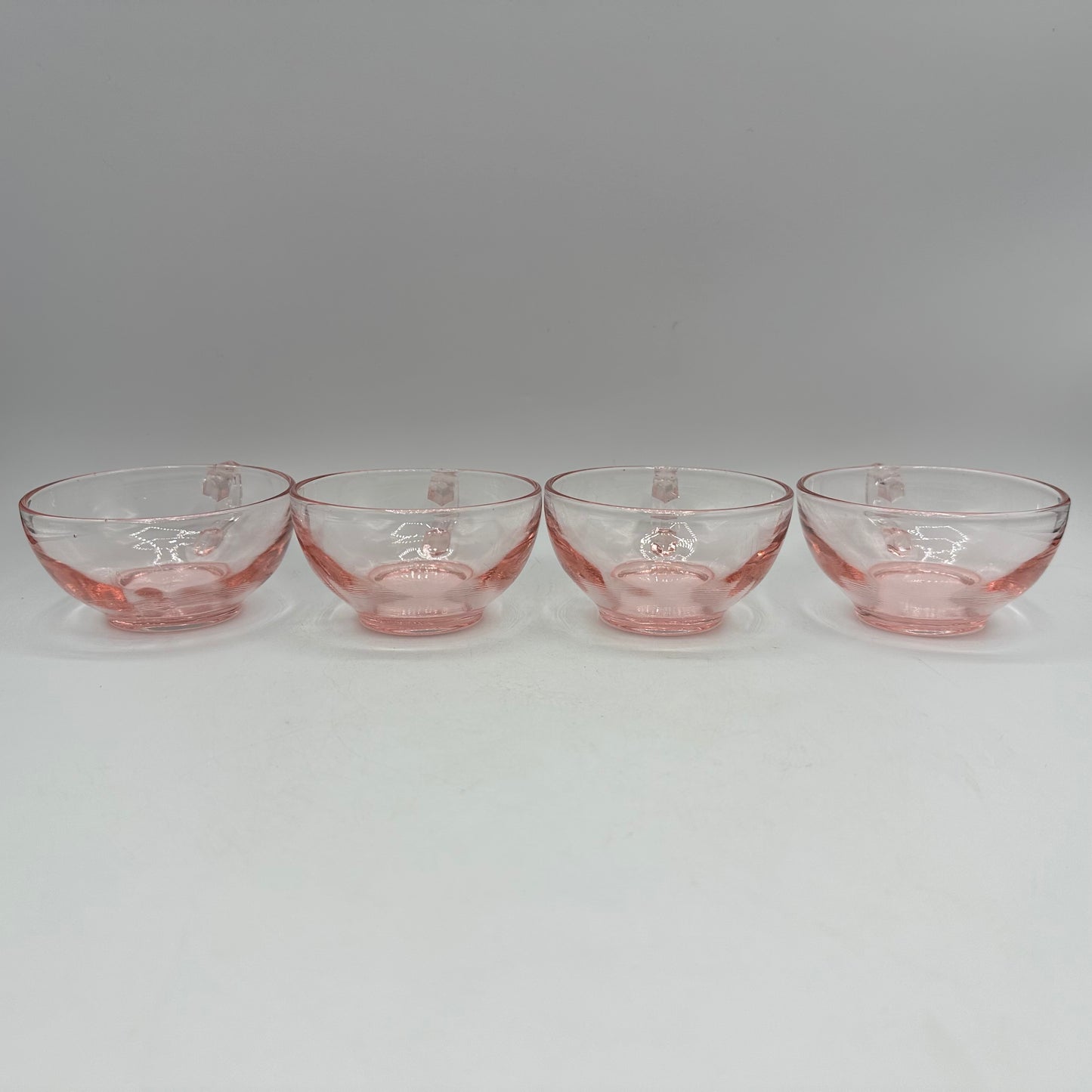 Pink Depression Octagon Cup and Saucer, Set of 4