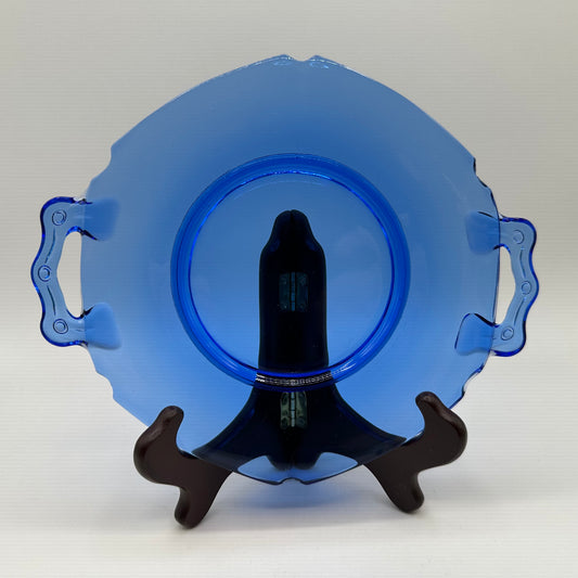 LE Smith Cobalt Blue Plate With Handles, Circa 1930s