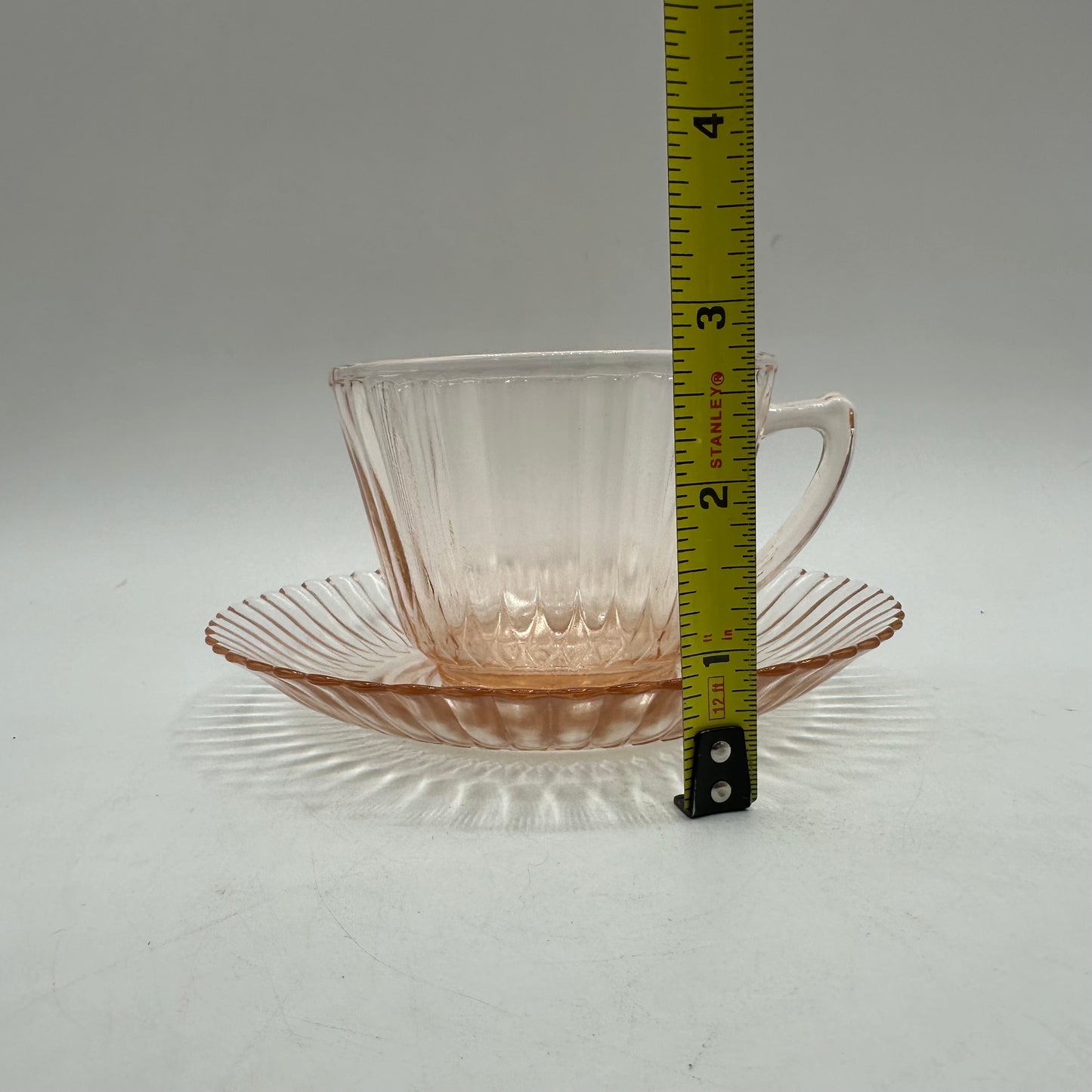 MacBeth Evans-Pink Petalware Cup and Saucer, Set of 4