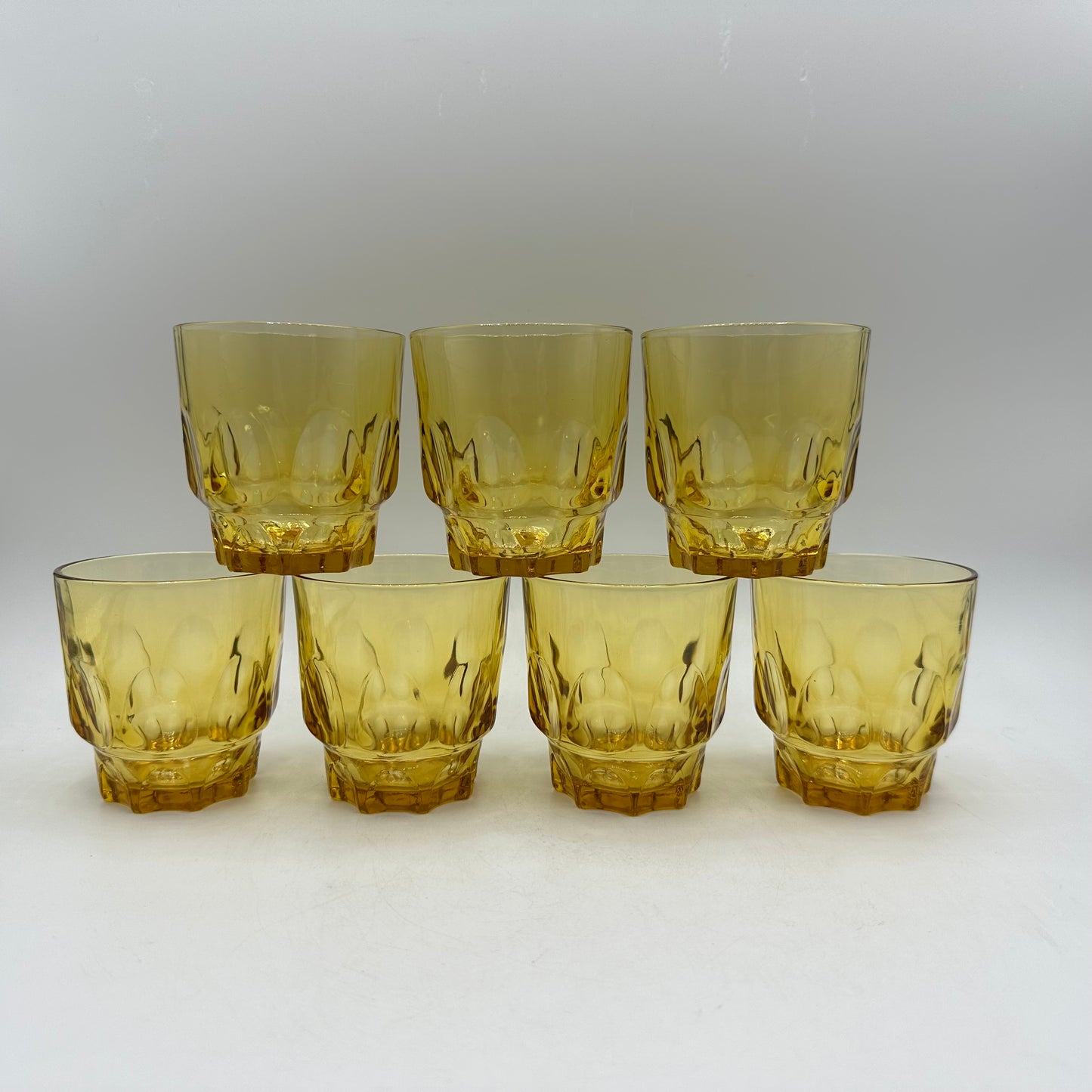 Hazel Atlas Amber Thumbprint Tumbler, Set of 7