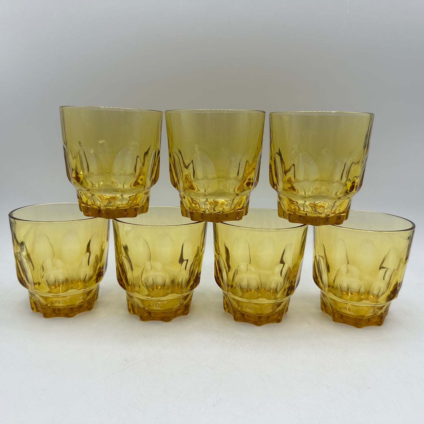 Hazel Atlas Amber Thumbprint Tumbler, Set of 7