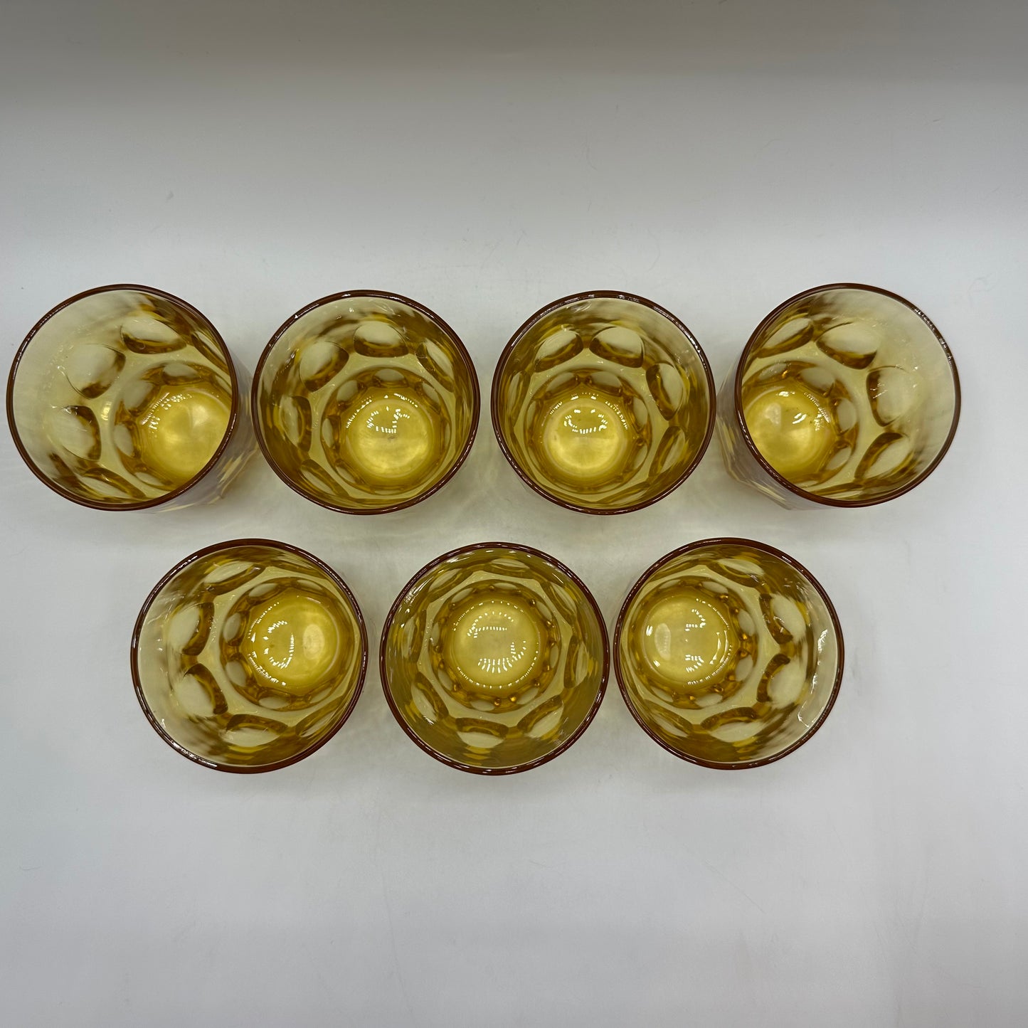 Hazel Atlas Amber Thumbprint Tumbler, Set of 7