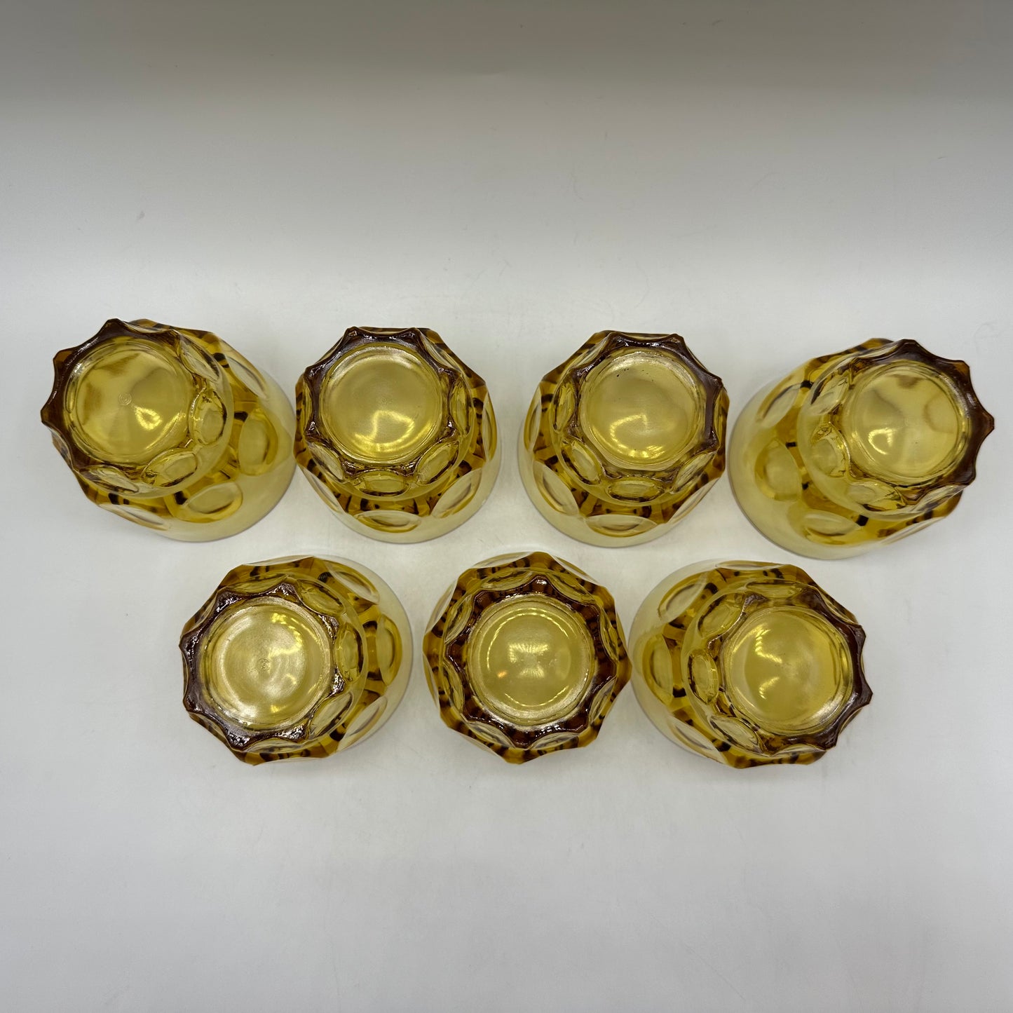 Hazel Atlas Amber Thumbprint Tumbler, Set of 7