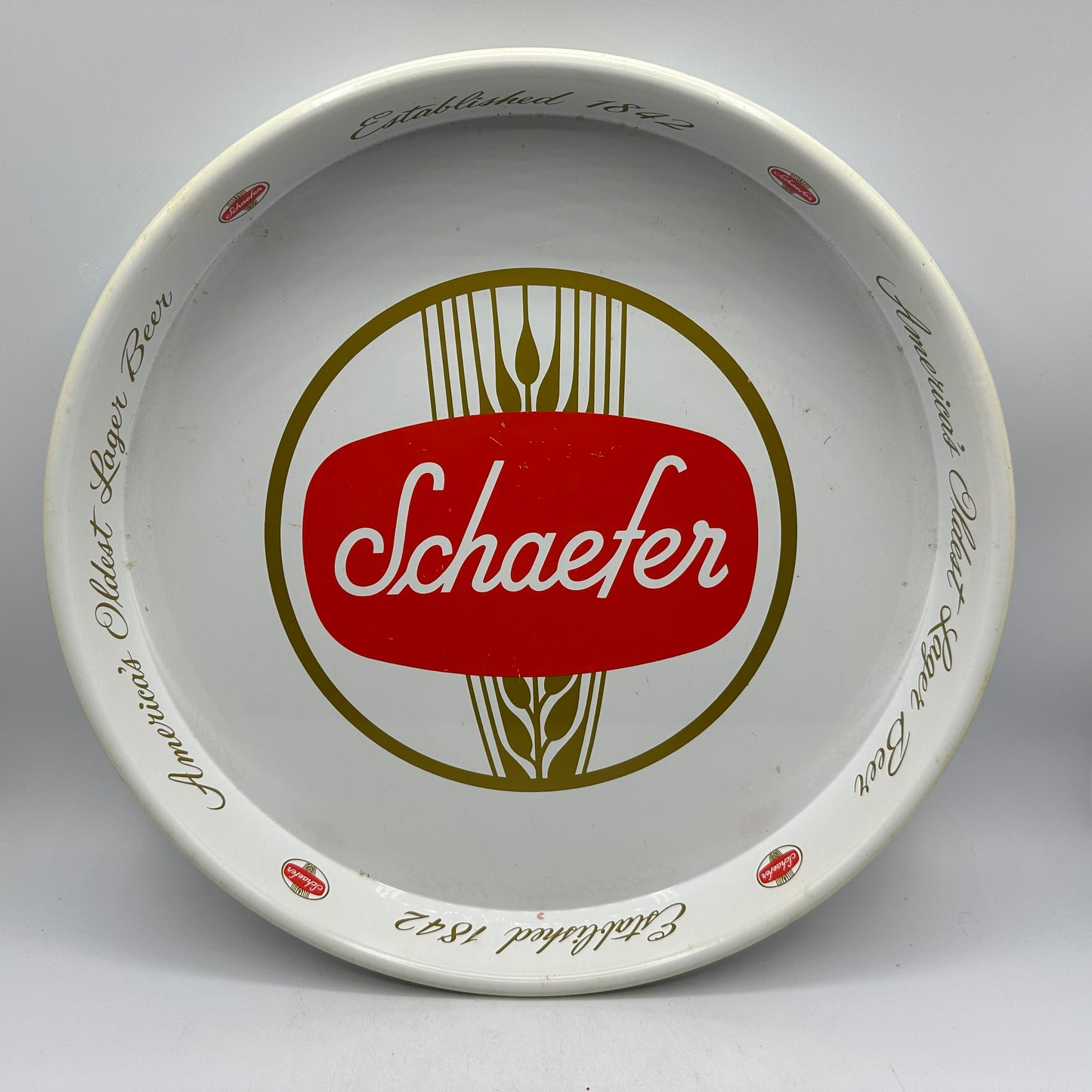 Schaefer Beer Metal Serving Tray 13" -"America's Oldest Lager Beer", Set of 2