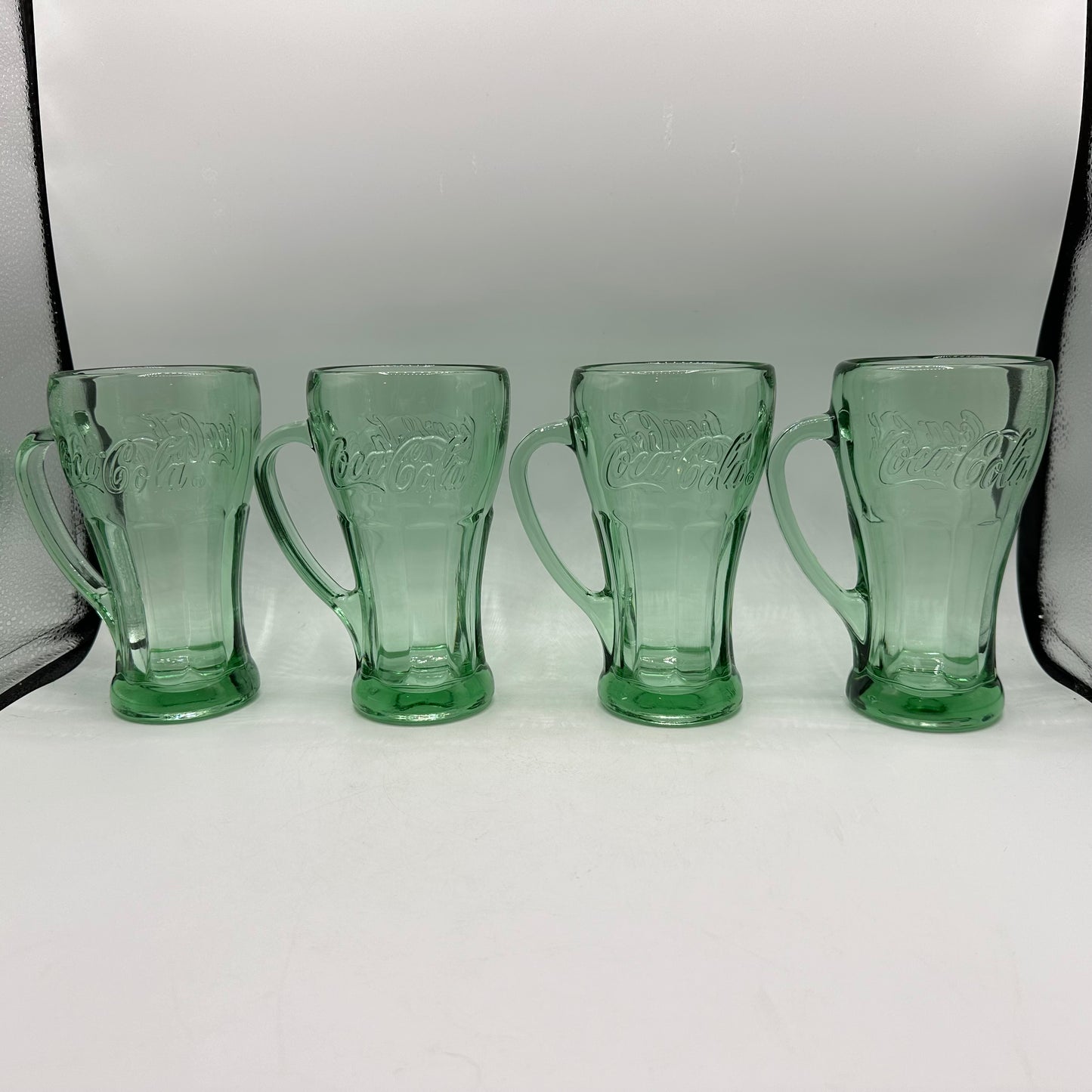 Coca-Cola Green Glass Handled Glasses, 14oz, Set of 4