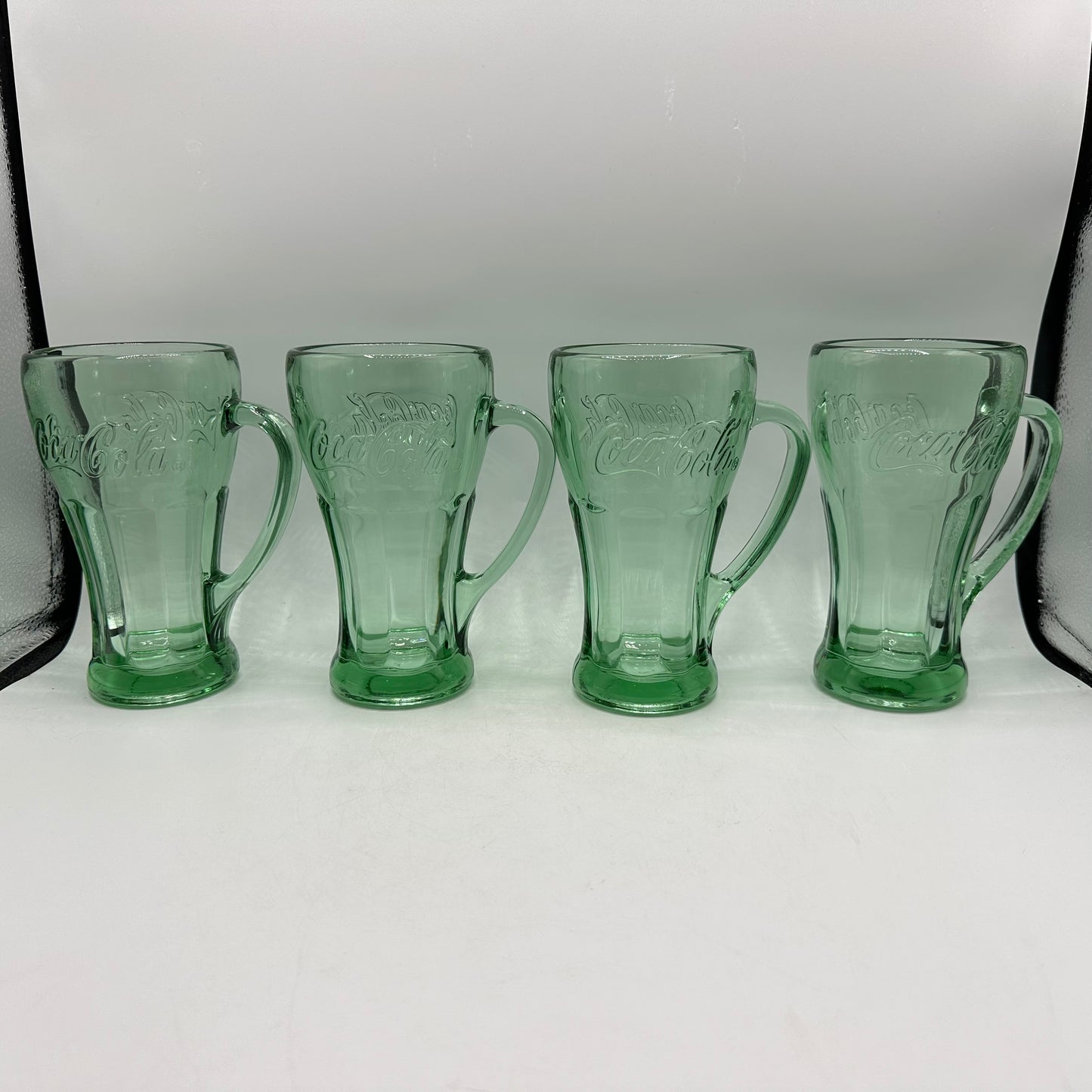 Coca-Cola Green Glass Handled Glasses, 14oz, Set of 4