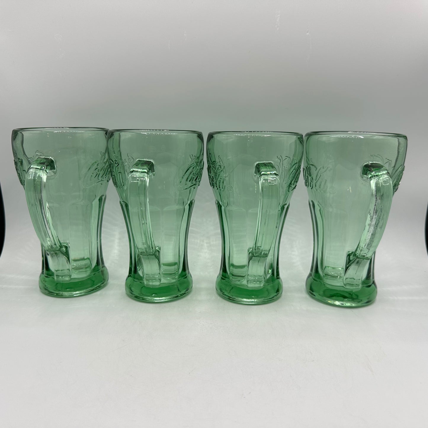 Coca-Cola Green Glass Handled Glasses, 14oz, Set of 4