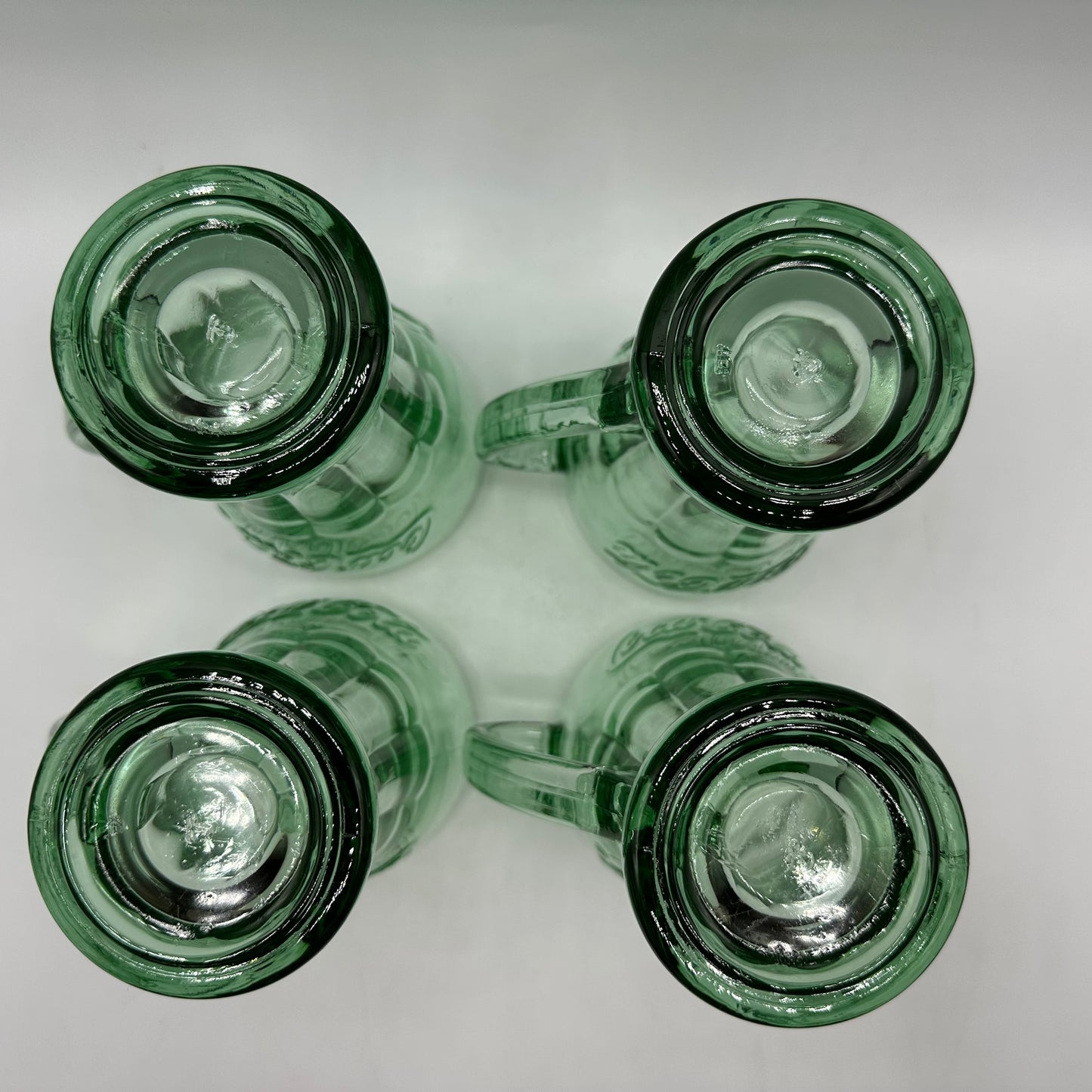 Coca-Cola Green Glass Handled Glasses, 14oz, Set of 4