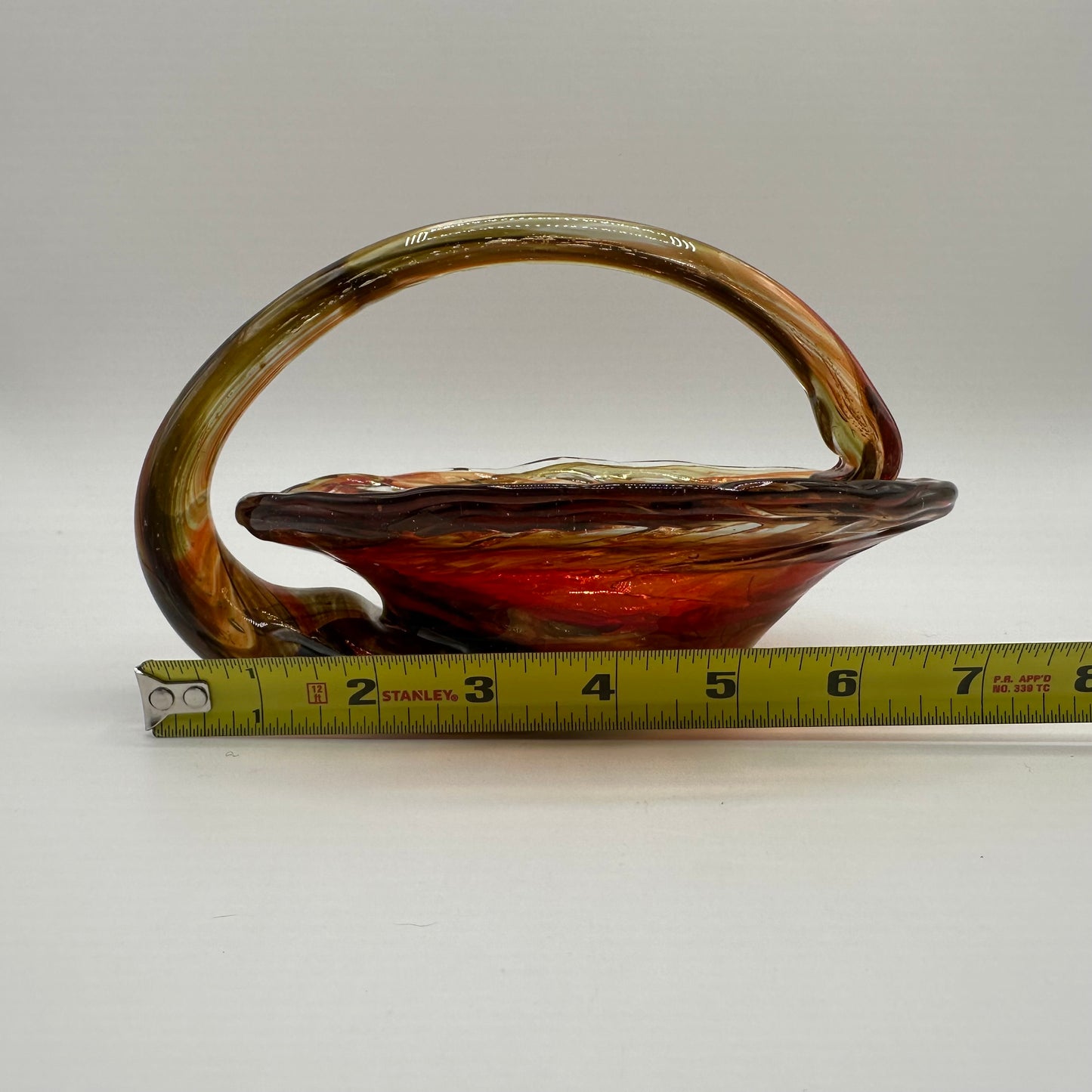 Blown Art Glass Dish, Brown and Orange