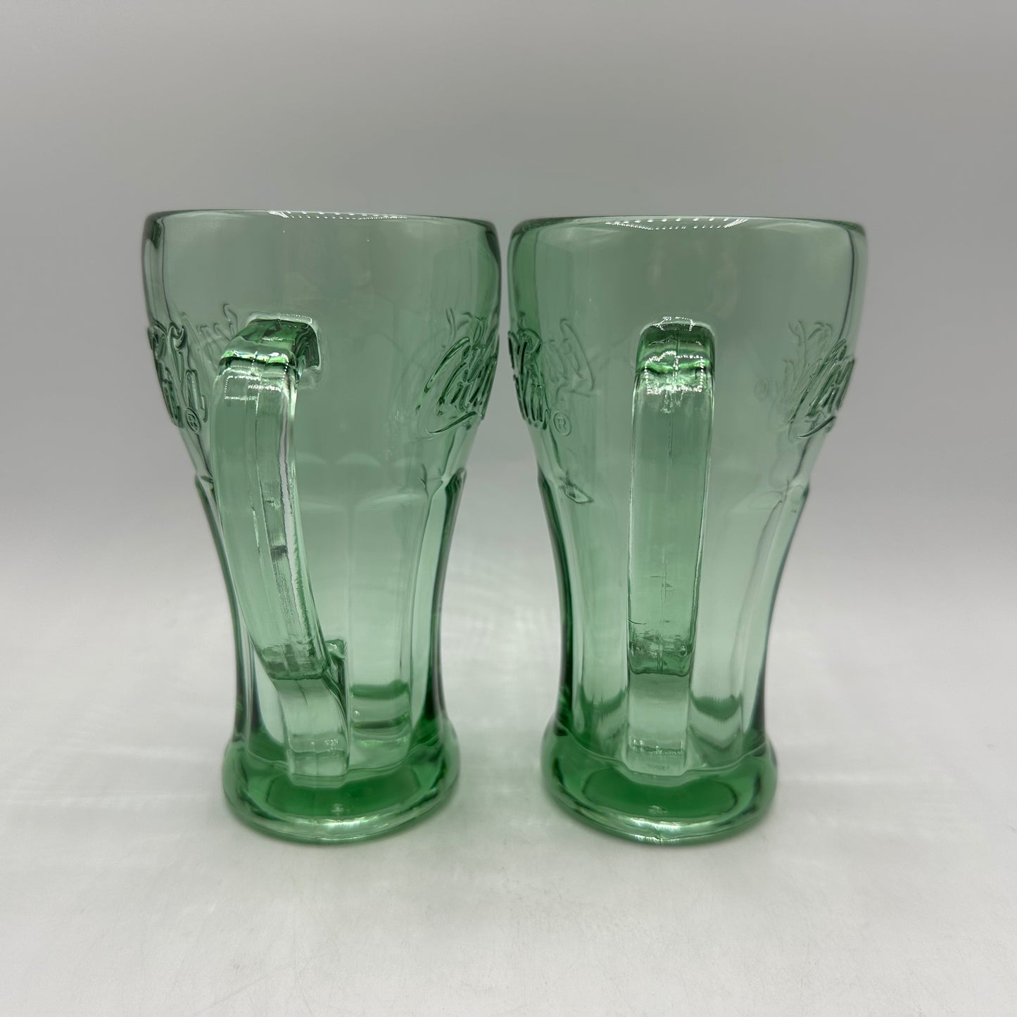 Coca-Cola Green Glass Handled Glasses, 14oz, Set of 2