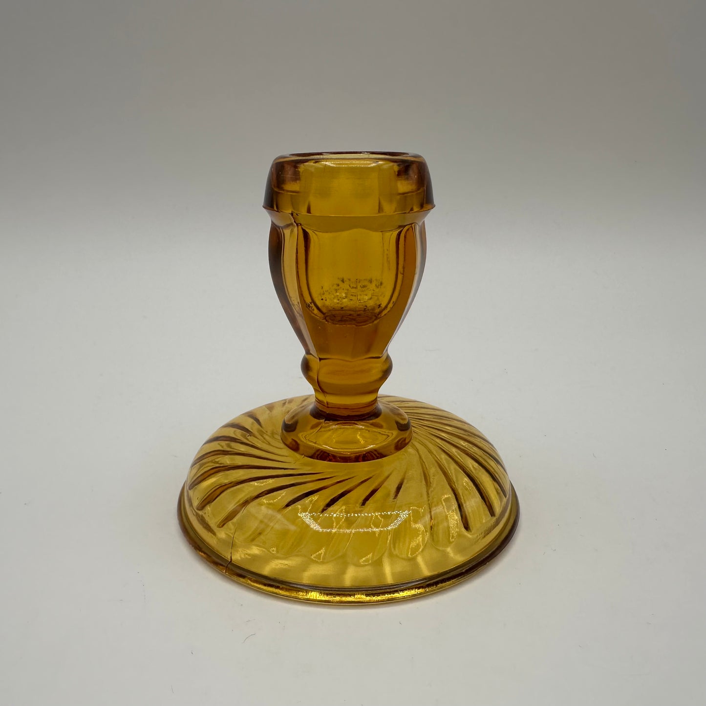 Imperial Glass Twisted Optic Candlestick Holder, Amber