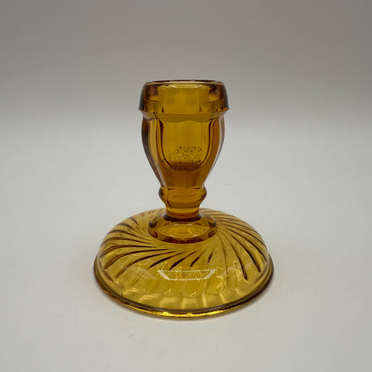 Imperial Glass Twisted Optic Candlestick Holder, Amber