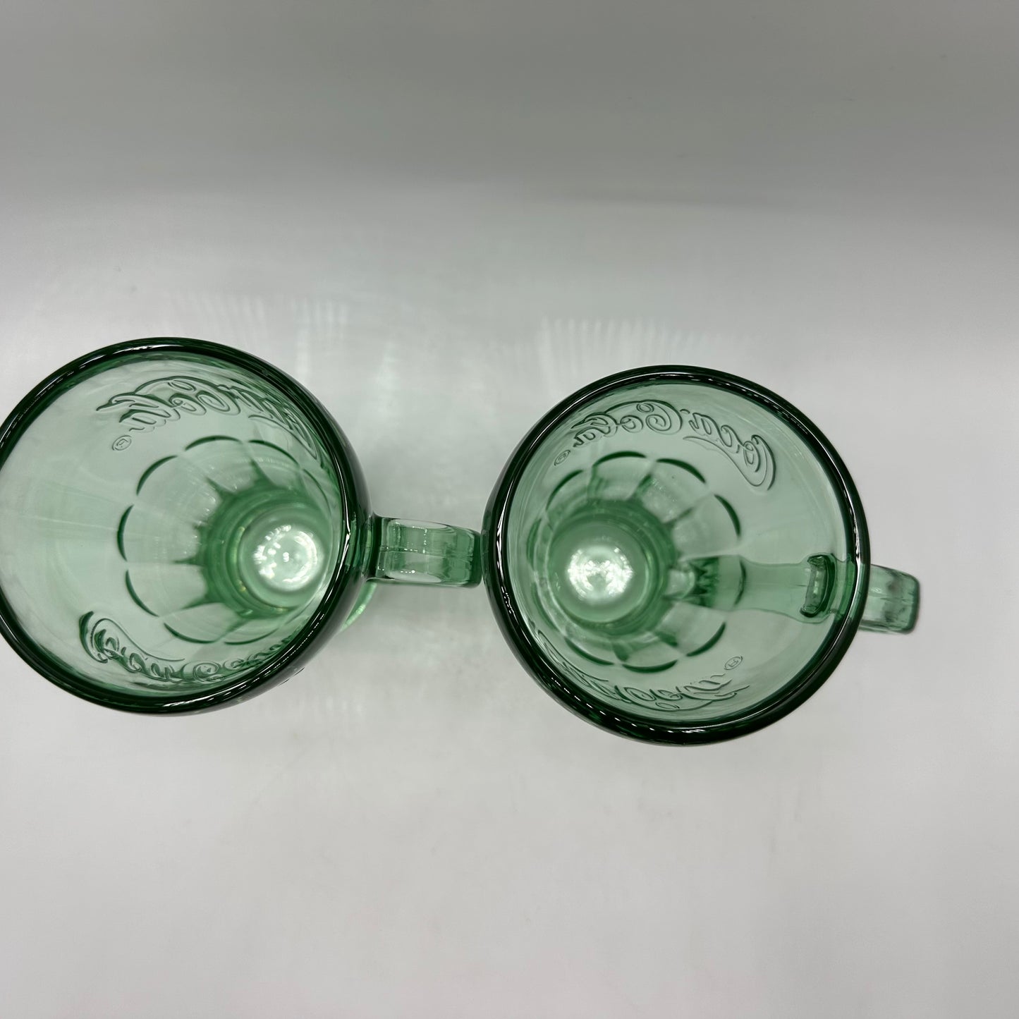 Coca-Cola Green Glass Handled Glasses, 14oz, Set of 2