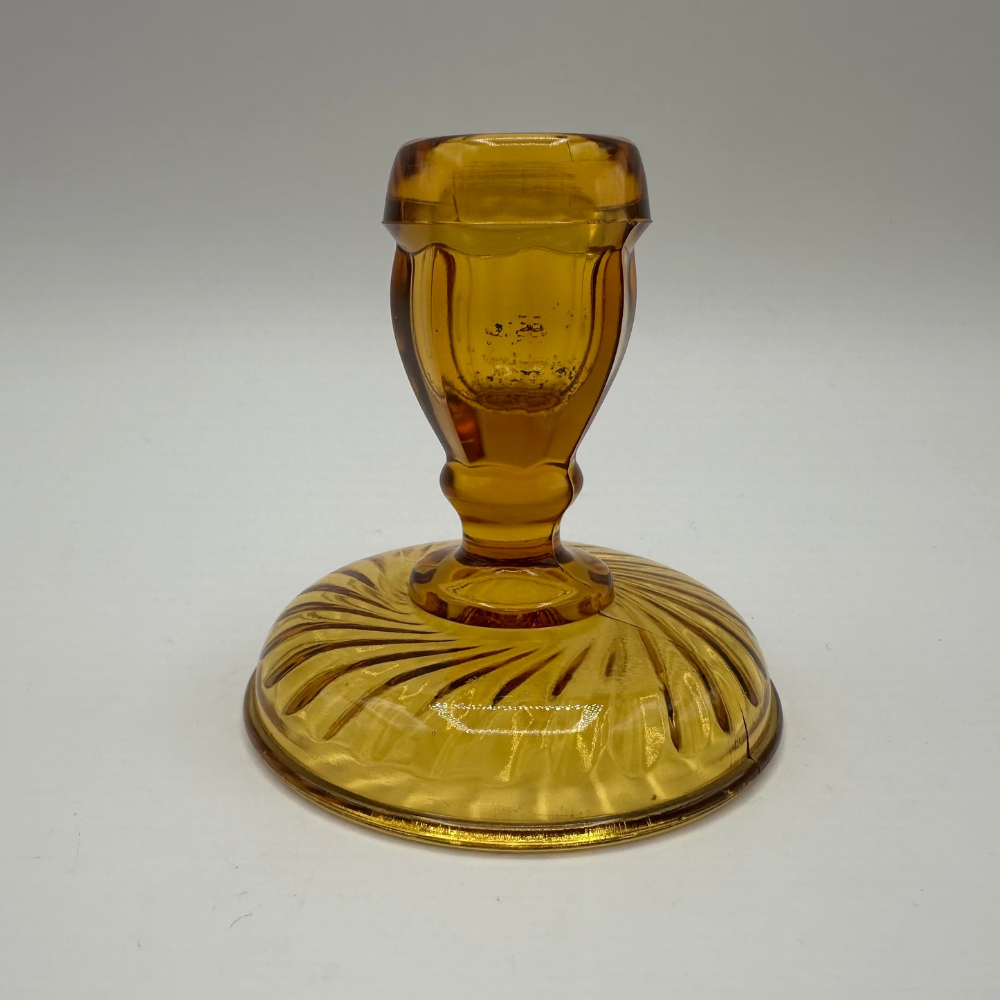 Imperial Glass Twisted Optic Candlestick Holder, Amber