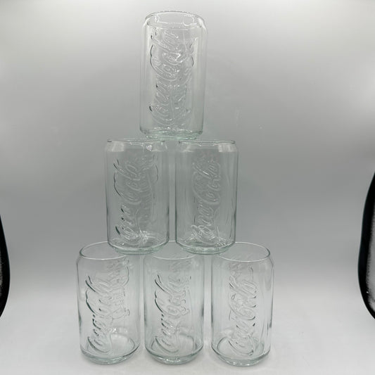 Coca Cola Can Shaped Clear Drinking Glasses, Set of 6